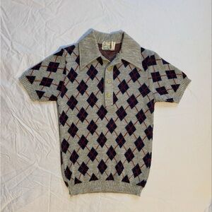 Tundra Gray and Blue Argyle Polo Shirt